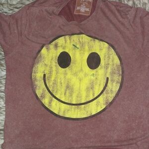 Obsessive Love Tshirt Smiley Face Maroon XXL Short Sleeve
